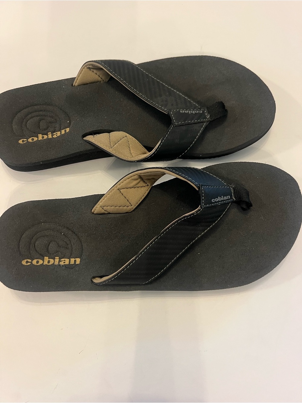 Cobian Black and Tan Men's Flip-Flops